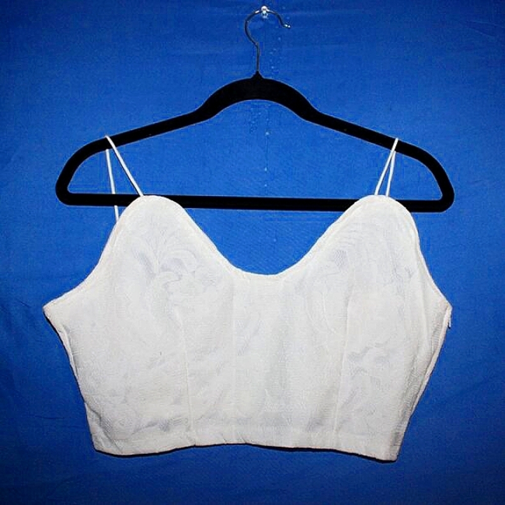 Textured Crop Top White XL NWOT